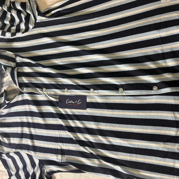 Cotton & Co Mens XL Striped Camp Collar Shirt NWT Resort Button Front - Picture 9 of 10